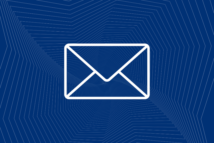 Email envelope icon on navy blue background for communication concept.