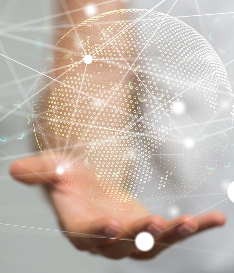 Image showing a hand holding a glowing digital globe