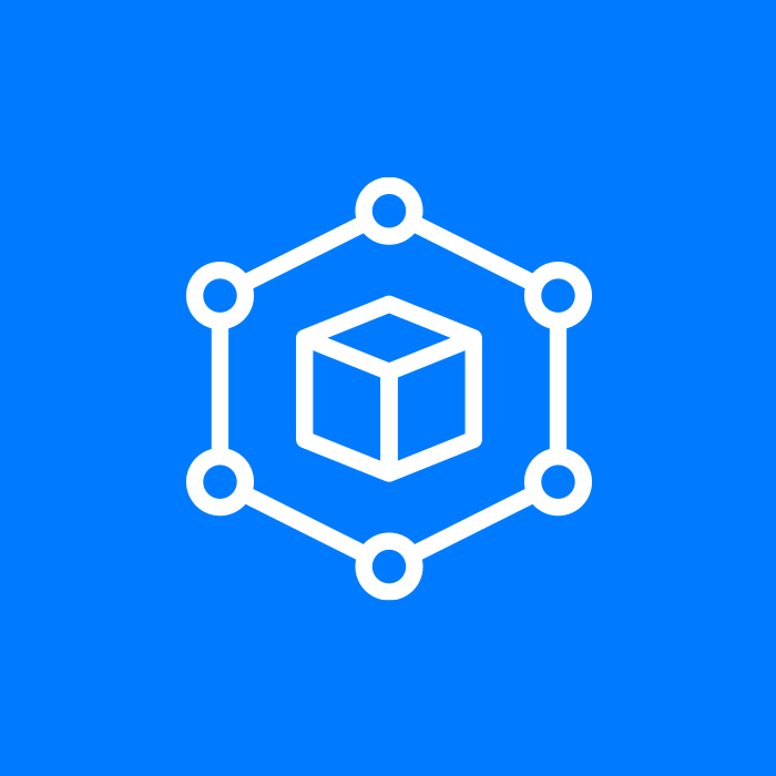 A white hexagon and cube graphic